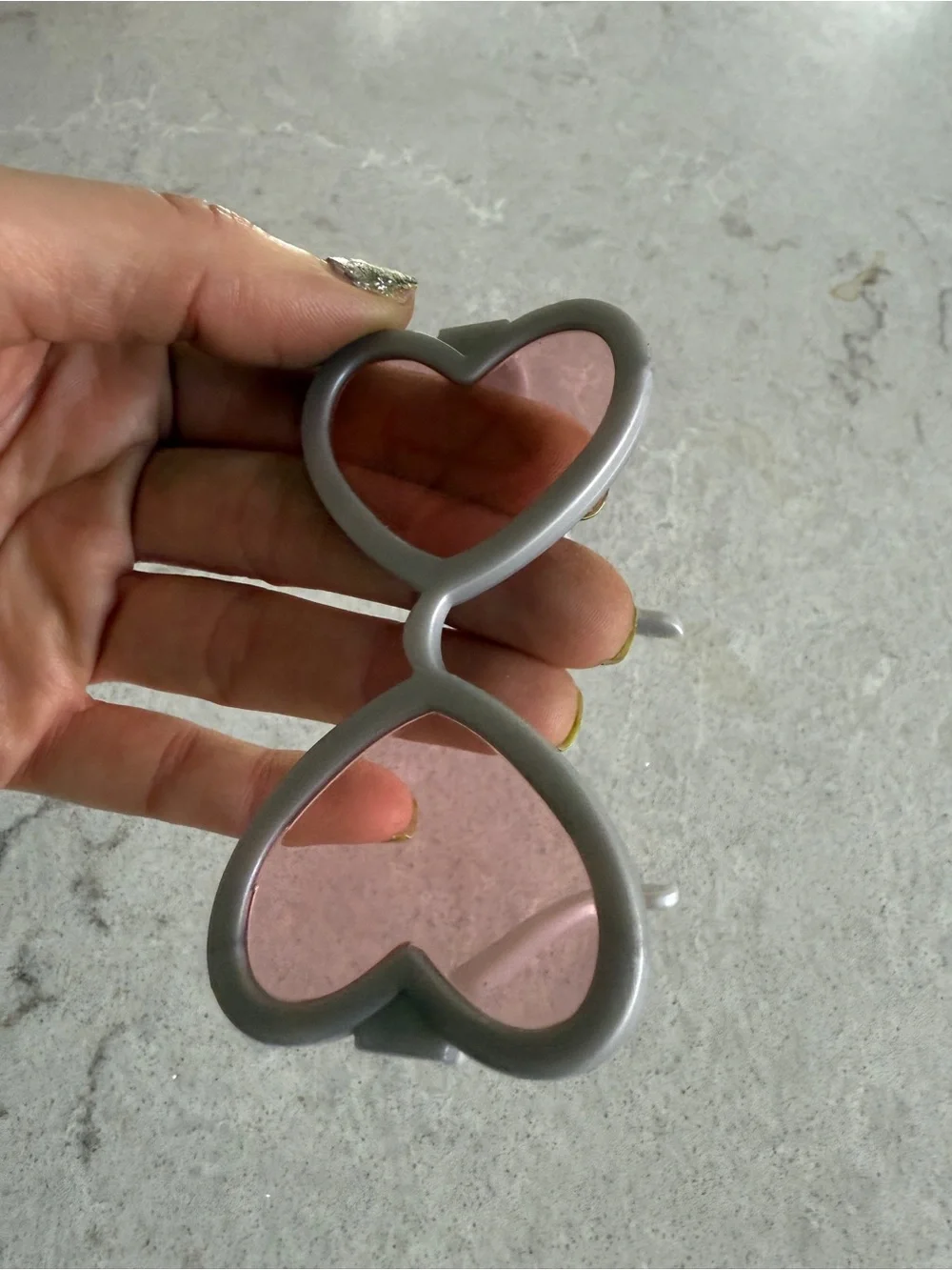 Small Heart-Shaped Pink Lens Sunglasses for dogs or dolls pets